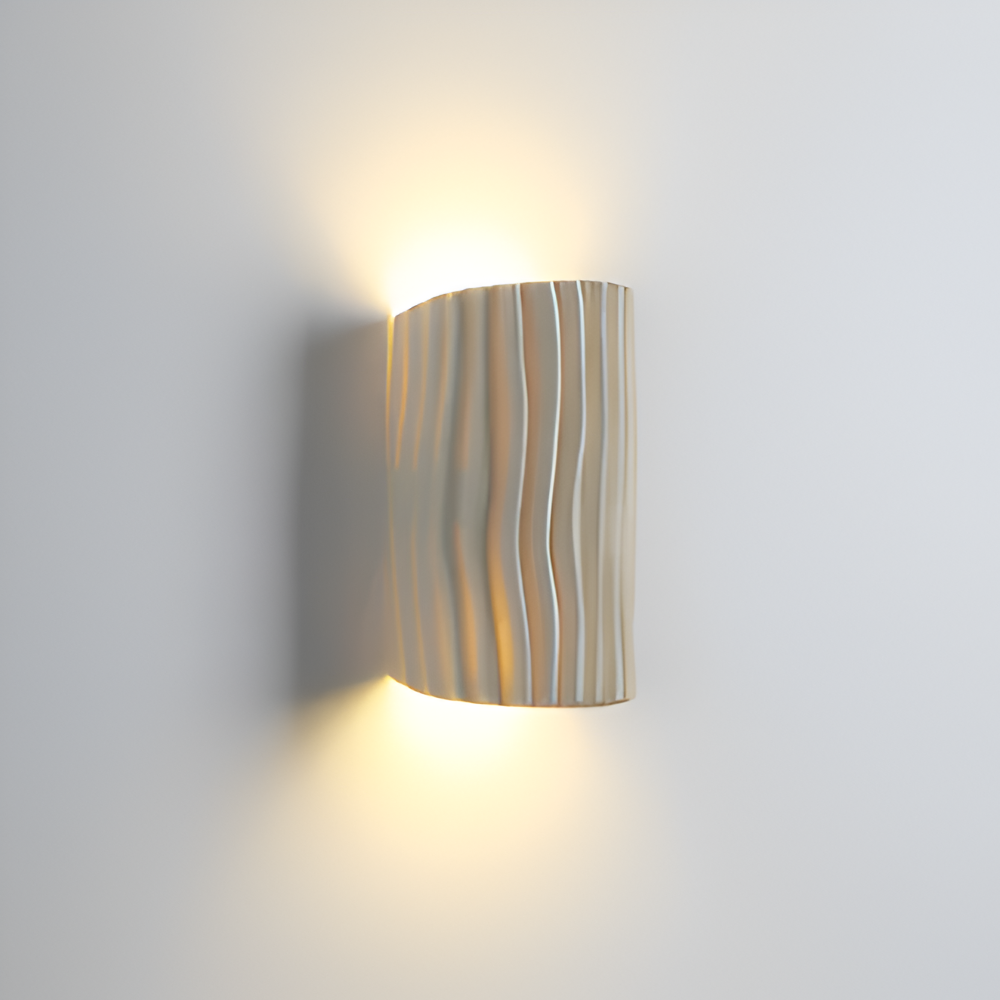 Veloura – Applique Murale Plissée en Résine avec Lumière LED Orientée vers le Haut et vers le Bas
