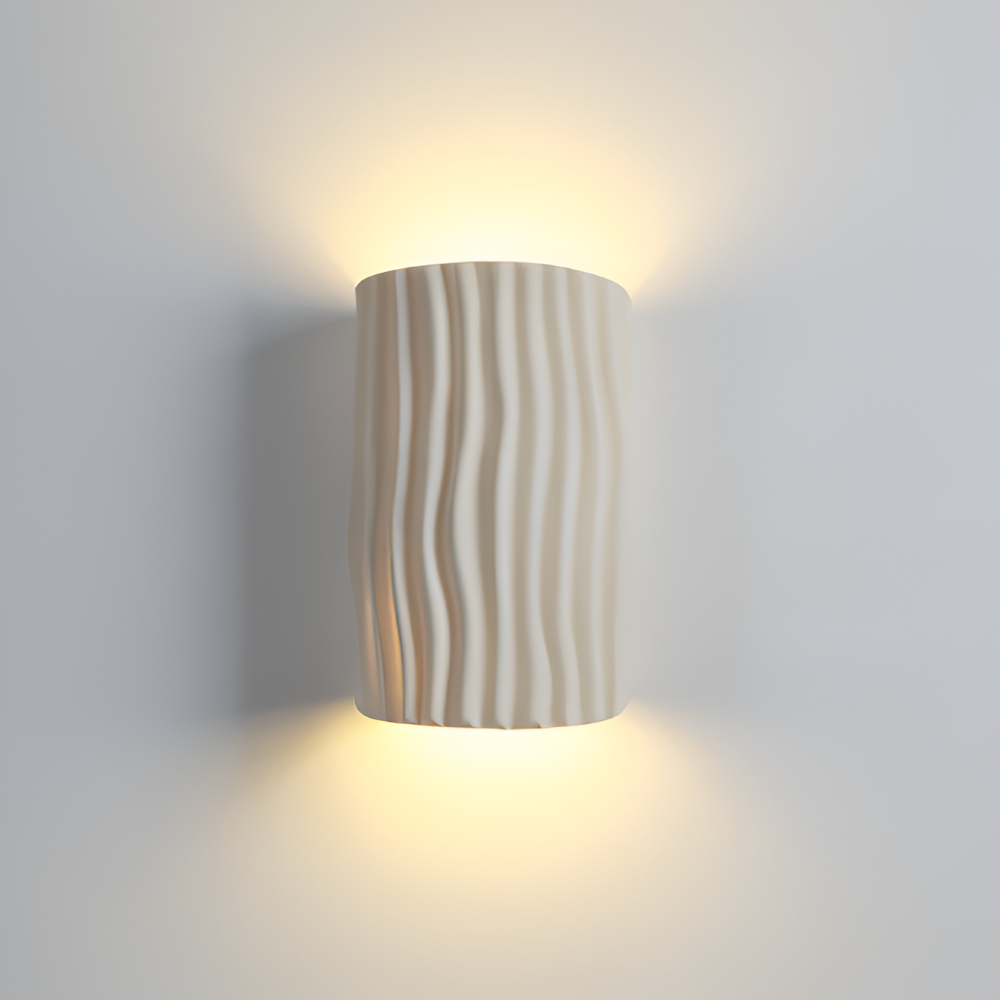 Veloura – Applique Murale Plissée en Résine avec Lumière LED Orientée vers le Haut et vers le Bas