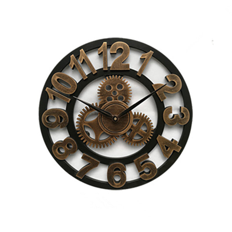 Horloge murale au style rétro-industriel | Horloge murale décorative en bois