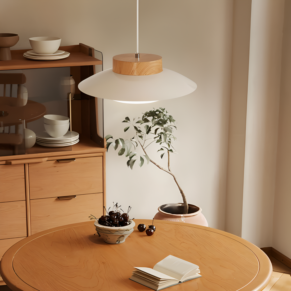 Icryl Pendellampa - Lampe Suspendue Japonaise en Forme de Bol Crème