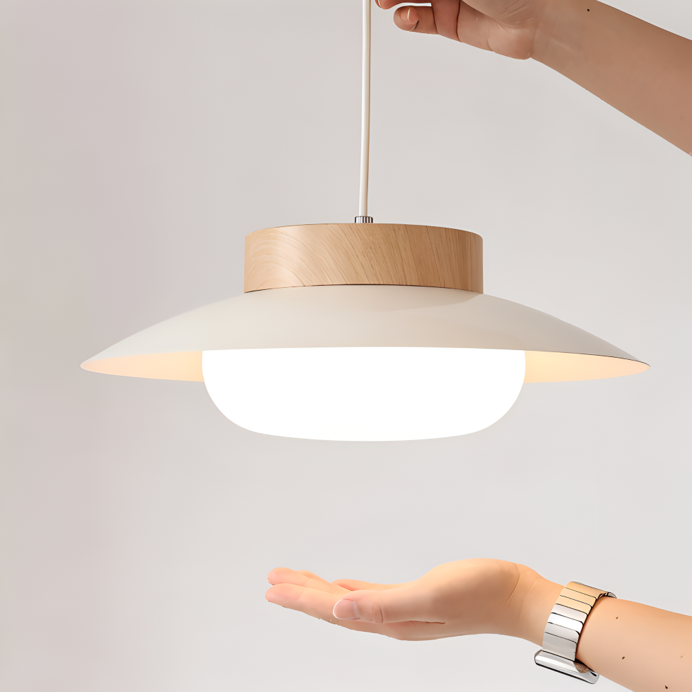 Icryl Pendellampa - Lampe Suspendue Japonaise en Forme de Bol Crème