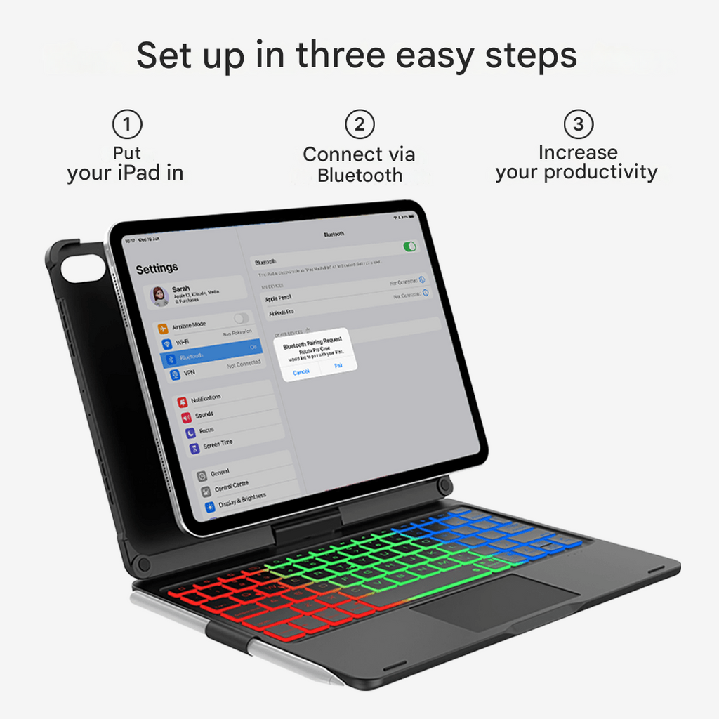 Clavier sans fil rotatif à 360° - Housse KeySpin