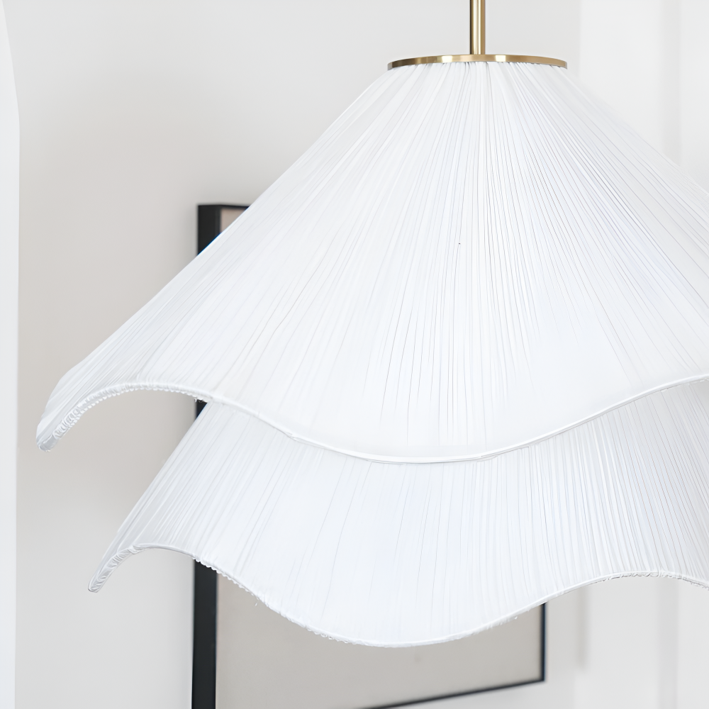 Lampe suspendue Japandi en tissu en forme de fleur
