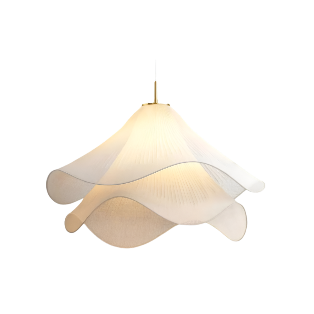 Lampe suspendue Japandi en tissu en forme de fleur