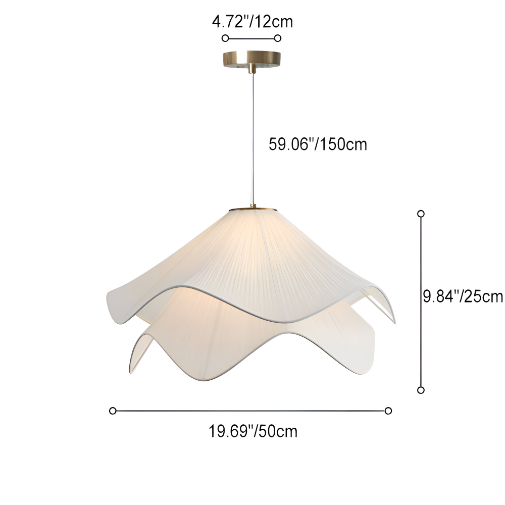 Lampe suspendue Japandi en tissu en forme de fleur