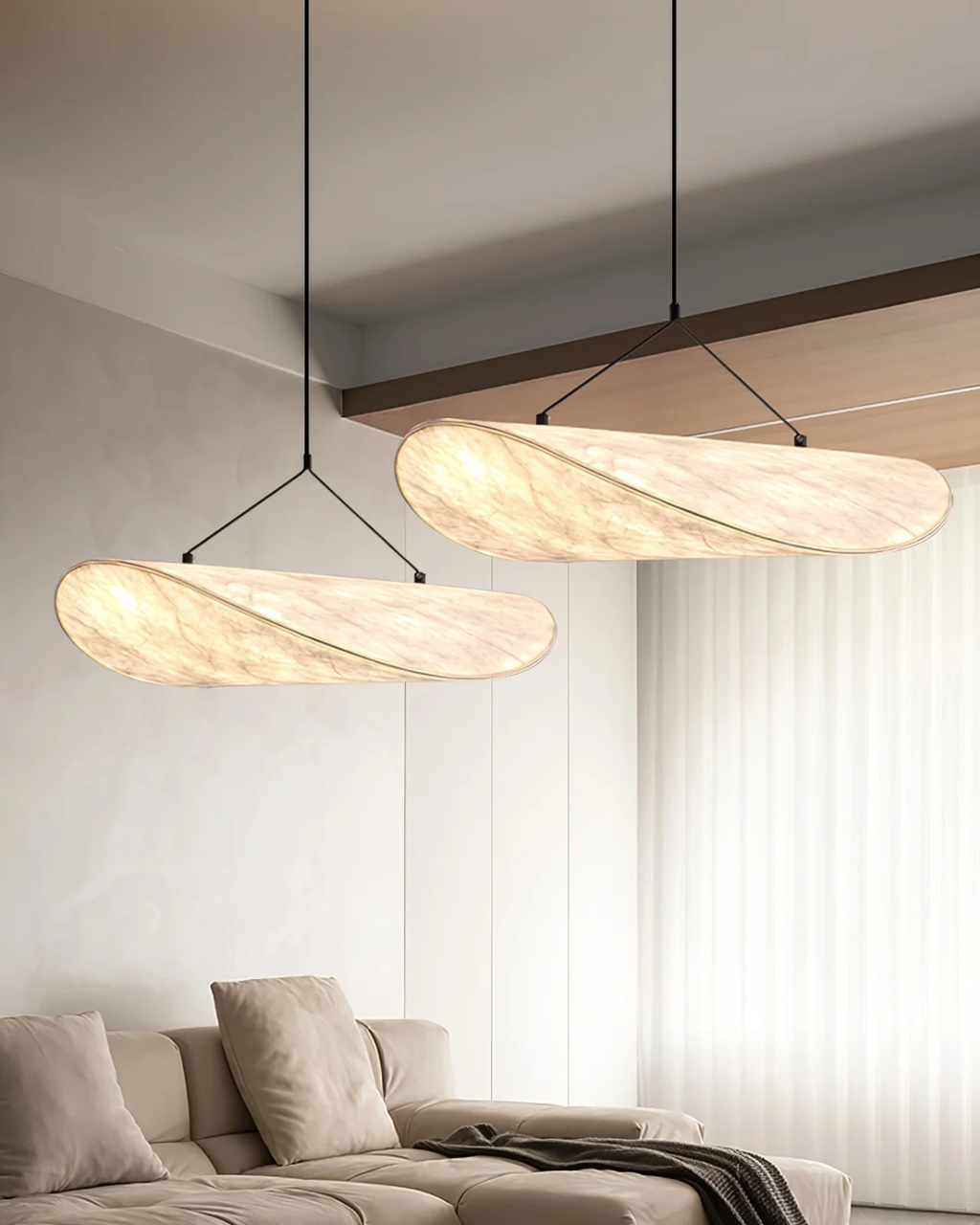 Lampe Japandi Subtile avec Effet d'Éclipse Lumineuse