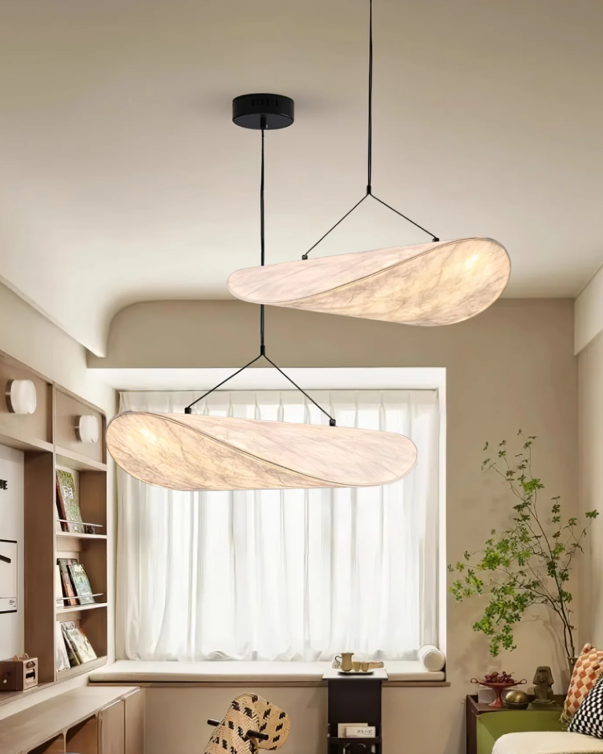 Lampe Japandi Subtile avec Effet d'Éclipse Lumineuse