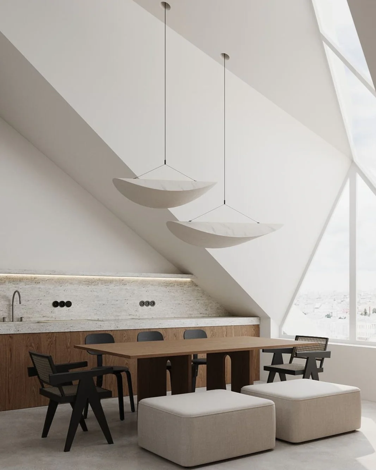 Lampe Japandi Subtile avec Effet d'Éclipse Lumineuse