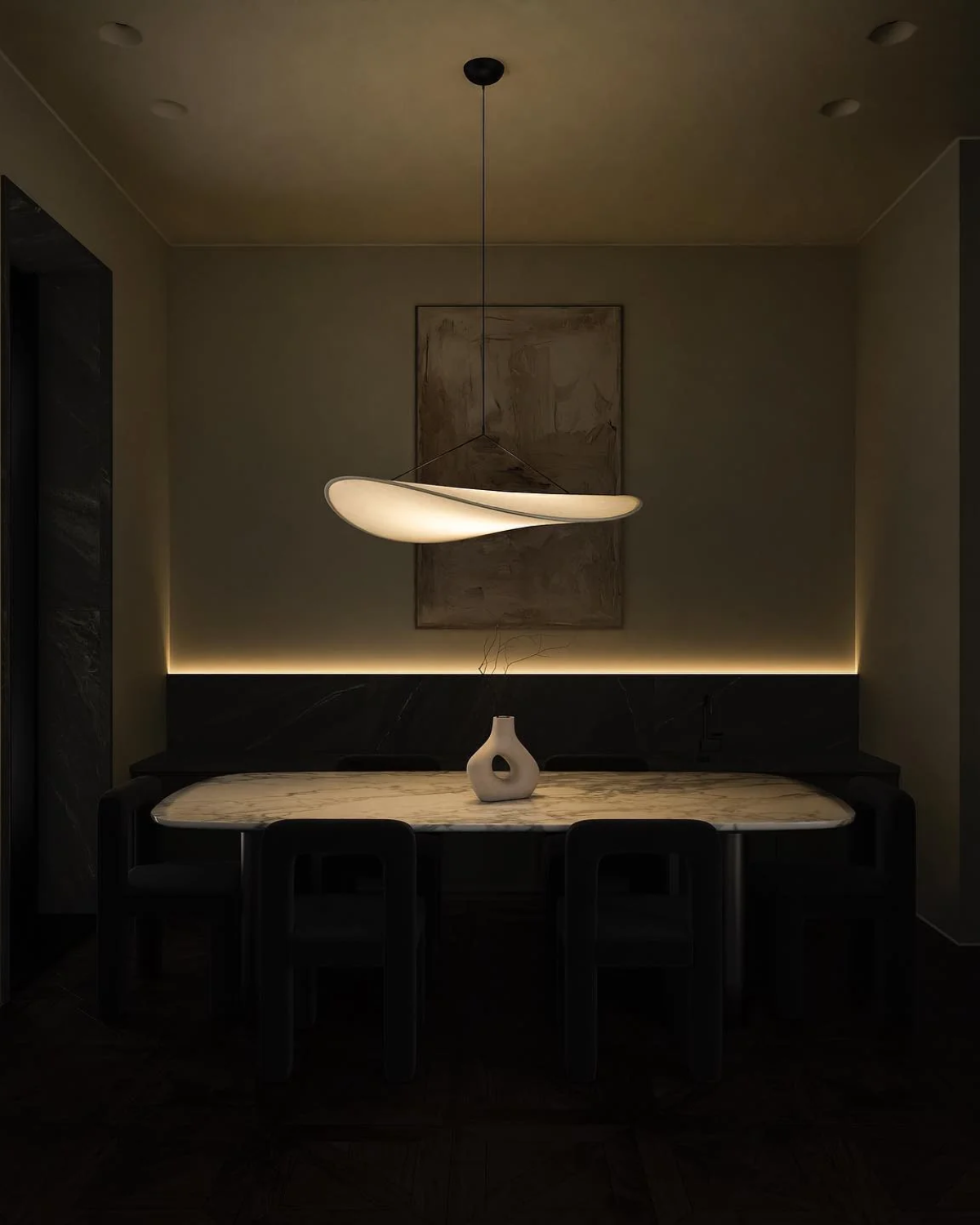 Lampe Japandi Subtile avec Effet d'Éclipse Lumineuse
