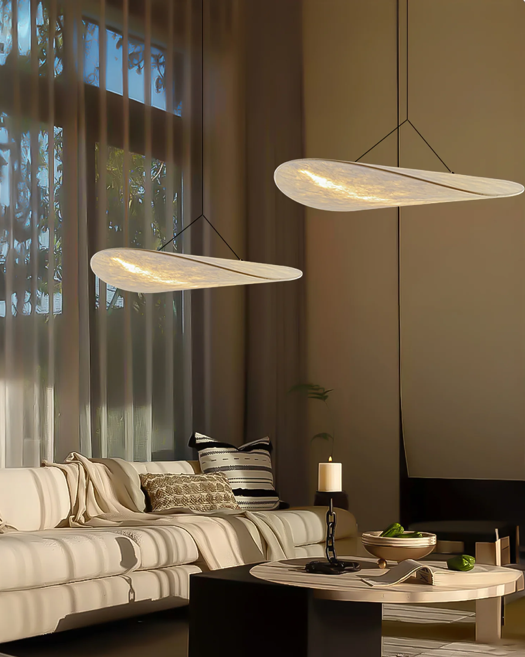 Lampe Japandi Subtile avec Effet d'Éclipse Lumineuse