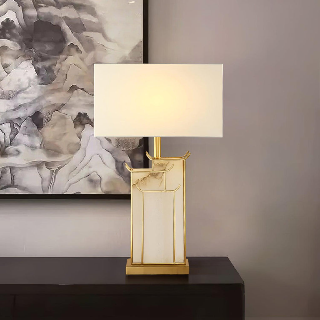 Lampe de table avec abat-jour rectangulaire et structure en cadre
