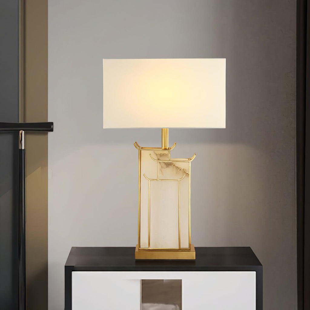 Lampe de table avec abat-jour rectangulaire et structure en cadre