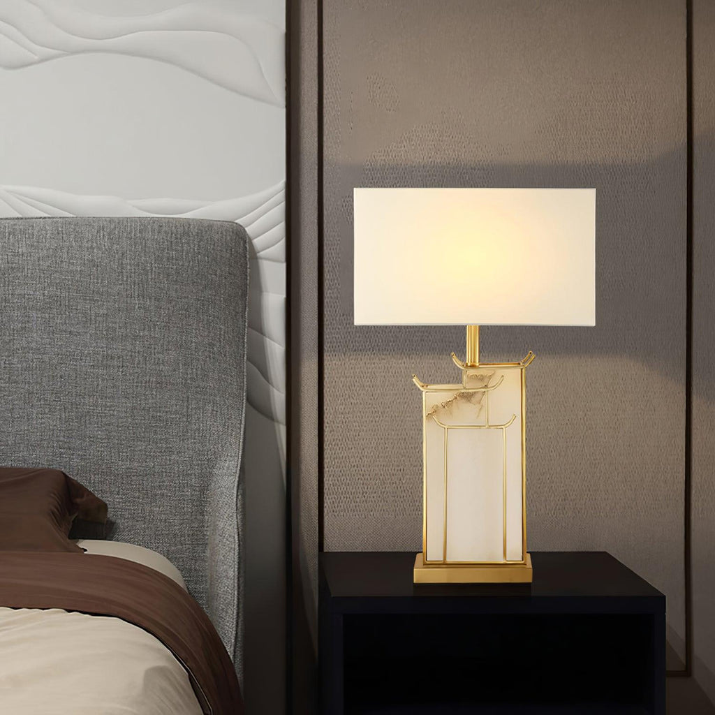 Lampe de table avec abat-jour rectangulaire et structure en cadre