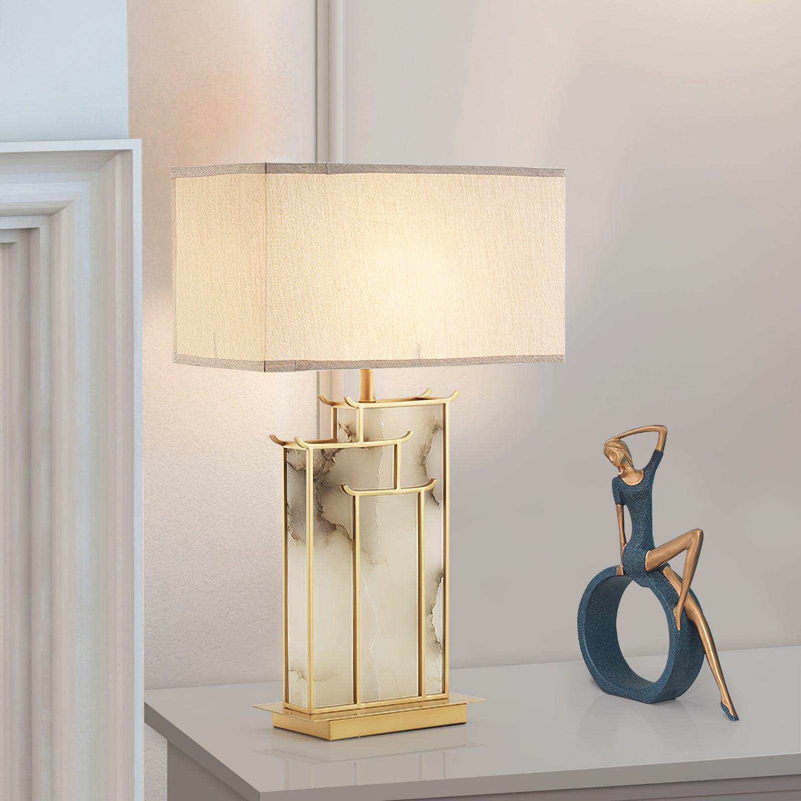Lampe de table avec abat-jour rectangulaire et structure en cadre