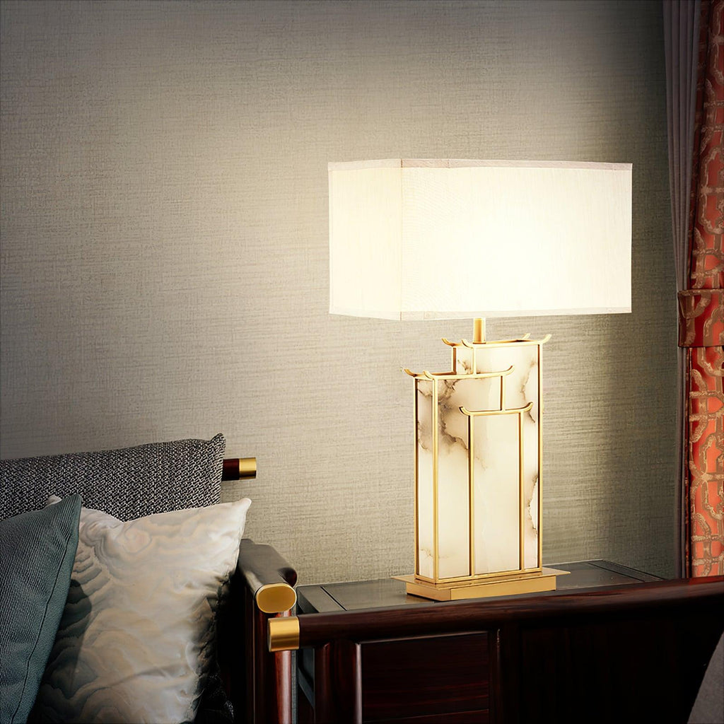 Lampe de table avec abat-jour rectangulaire et structure en cadre