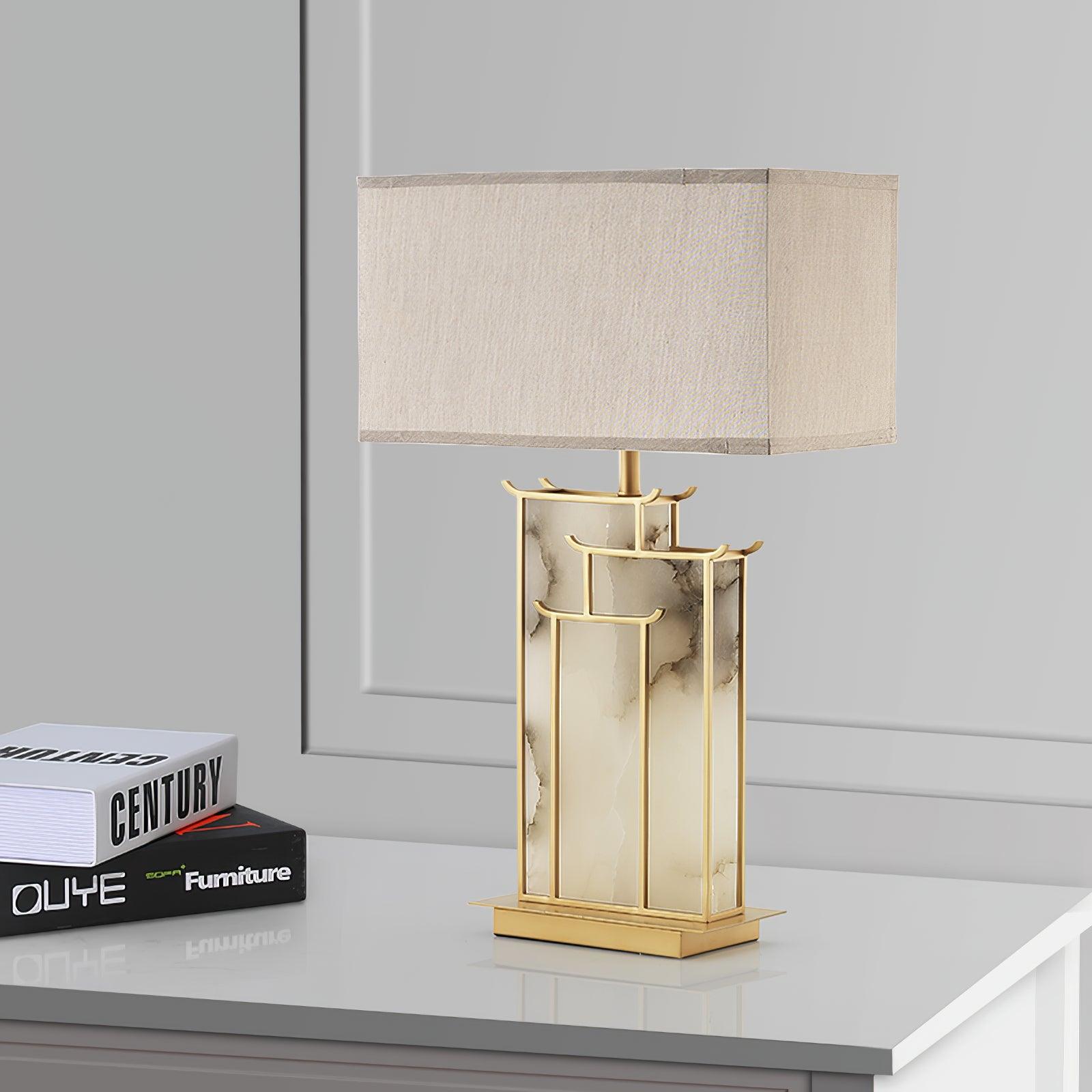 Lampe de table avec abat-jour rectangulaire et structure en cadre