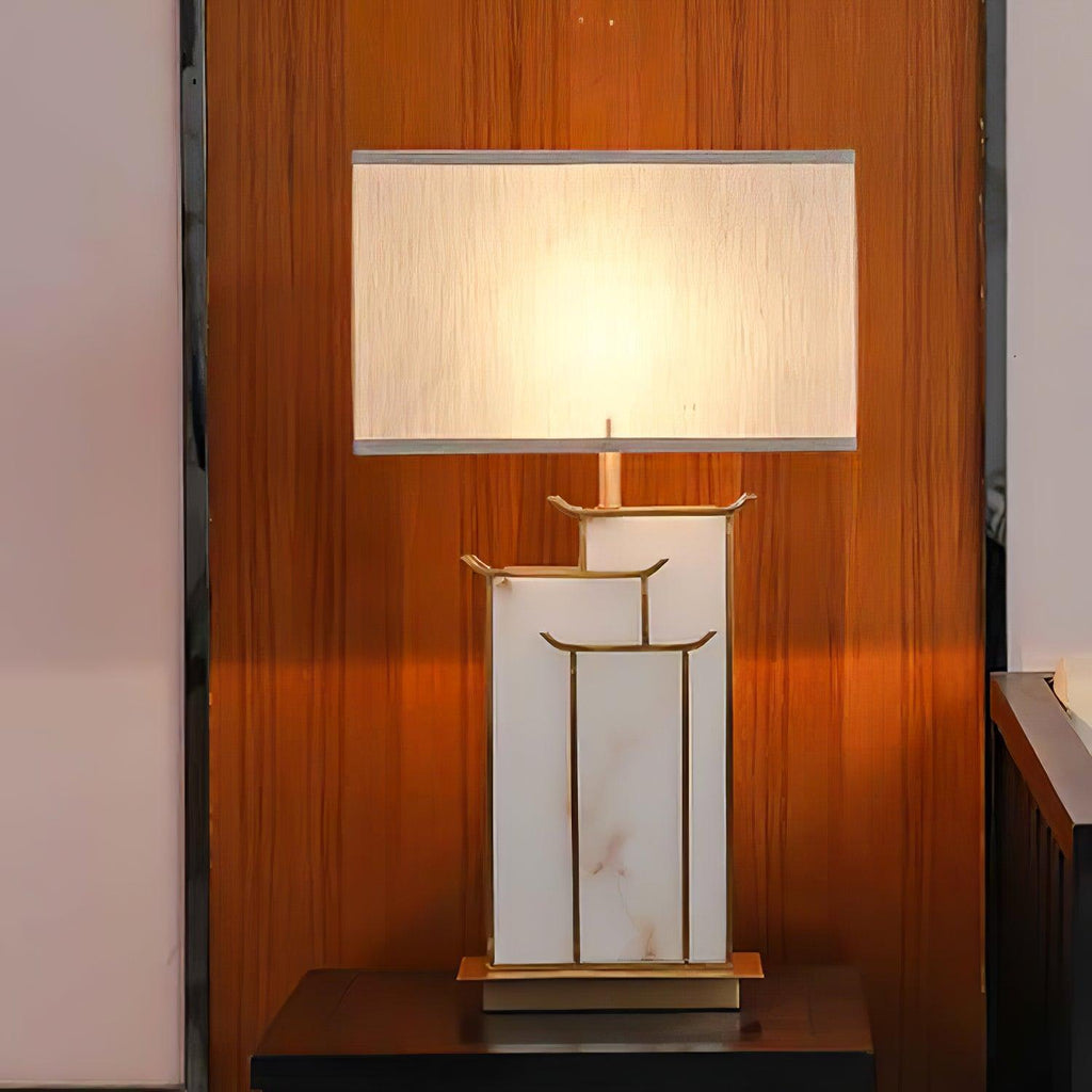 Lampe de table avec abat-jour rectangulaire et structure en cadre