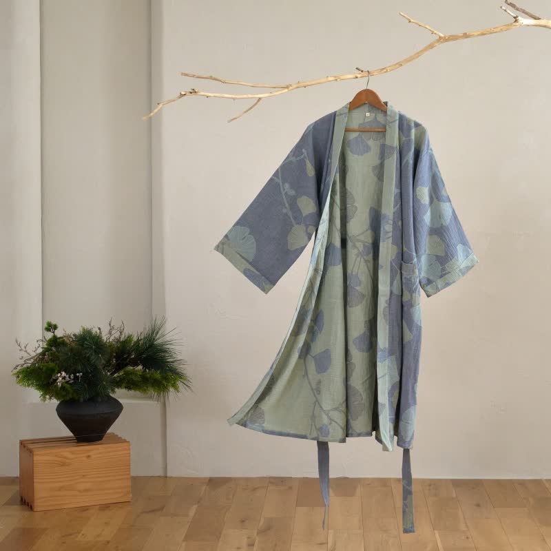 NATUREROBE - Peignoir kimono en coton biologique avec tissu en gaze respirant et design réversible pour un confort quotidien décontracté et une élégance naturelle