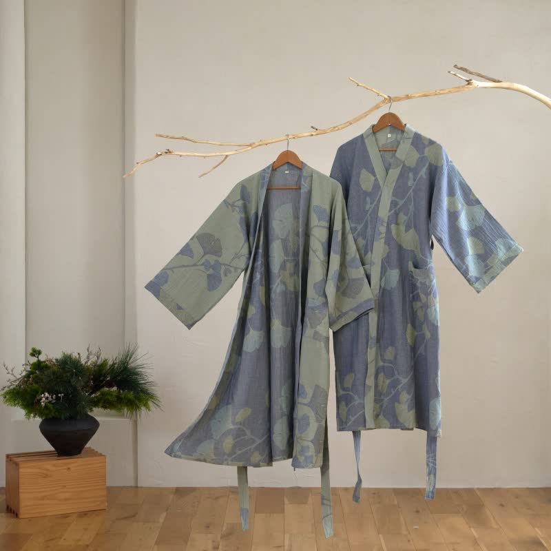 NATUREROBE - Peignoir kimono en coton biologique avec tissu en gaze respirant et design réversible pour un confort quotidien décontracté et une élégance naturelle