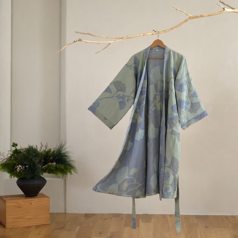 NATUREROBE - Peignoir kimono en coton biologique avec tissu en gaze respirant et design réversible pour un confort quotidien décontracté et une élégance naturelle
