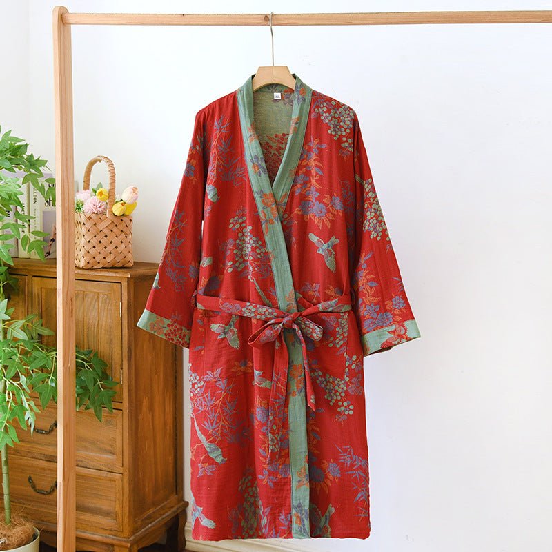 NATUREROBE - Peignoir kimono en coton biologique avec tissu en gaze respirant et design réversible pour un confort quotidien décontracté et une élégance naturelle