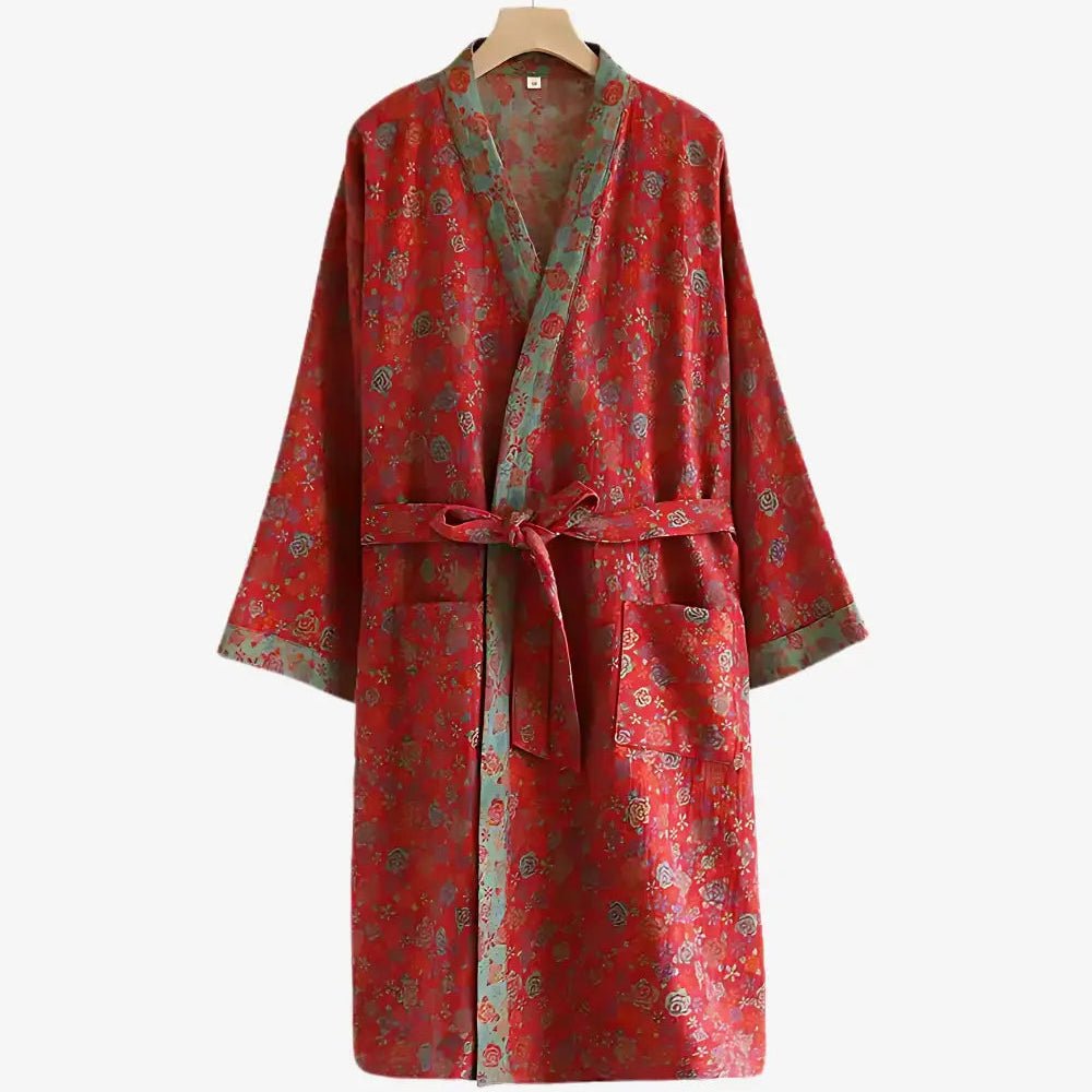 NATUREROBE - Peignoir kimono en coton biologique avec tissu en gaze respirant et design réversible pour un confort quotidien décontracté et une élégance naturelle