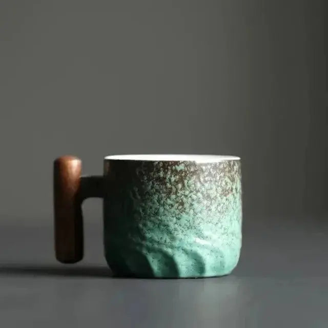 Tasse à café | Mug en céramique avec poignée en bois | Design unique fait main | MugNatura