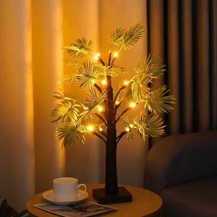 Lampe palmier LED blanc chaud – lampe décorative style tropical à batterie