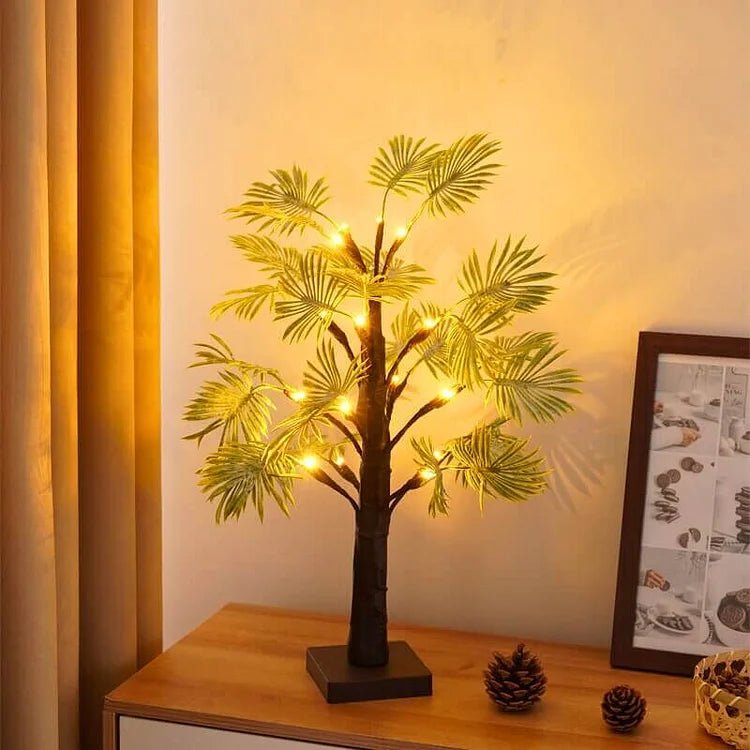 Lampe palmier LED blanc chaud – lampe décorative style tropical à batterie