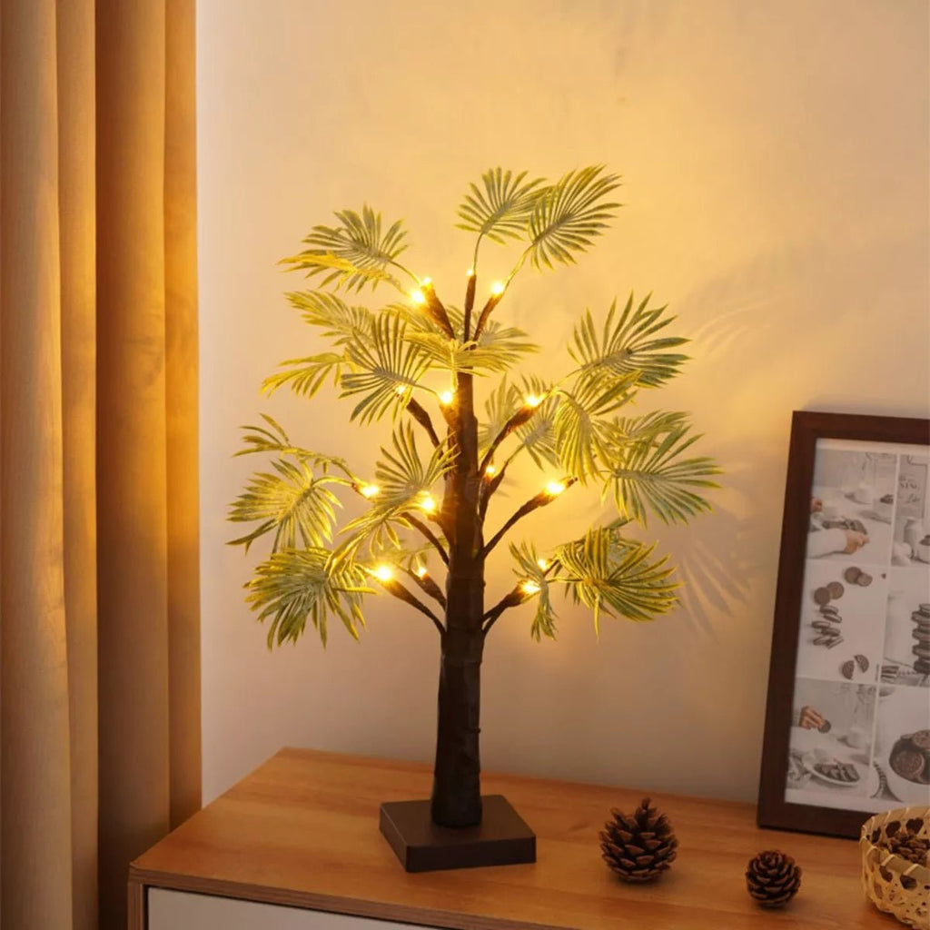 Lampe palmier LED blanc chaud – lampe décorative style tropical à batterie