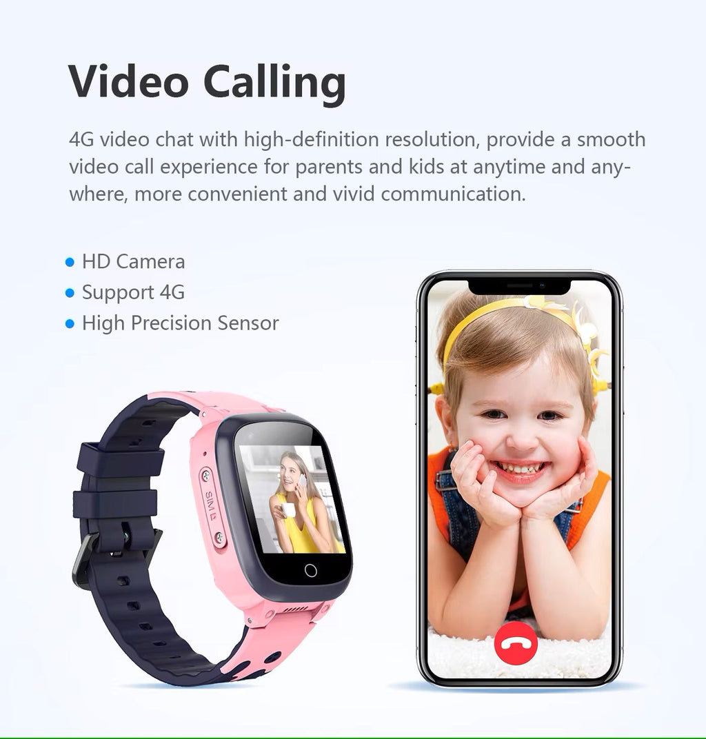 Montre GPS pour enfants | Appels vidéo 4G et contacts | Bouton SOS | KidLink