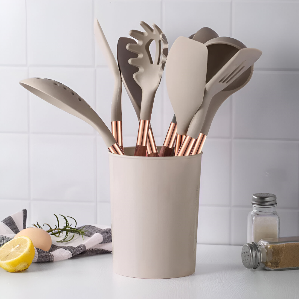 Ensemble d'ustensiles de cuisine en silicone de 10 pièces – Ustensiles de cuisine antiadhésifs, Résistants à la chaleur