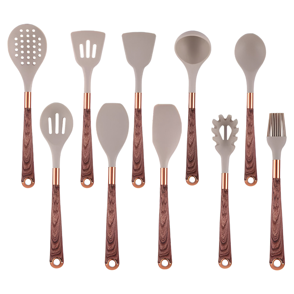 Ensemble d'ustensiles de cuisine en silicone de 10 pièces – Ustensiles de cuisine antiadhésifs, Résistants à la chaleur