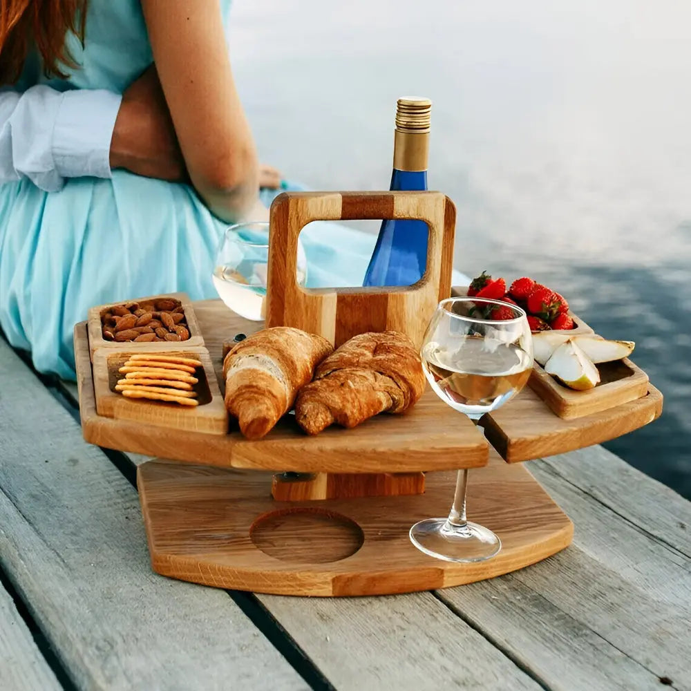 WineNest™ | Table de pique-nique à vin – pliable, portable et parfaitement organisée