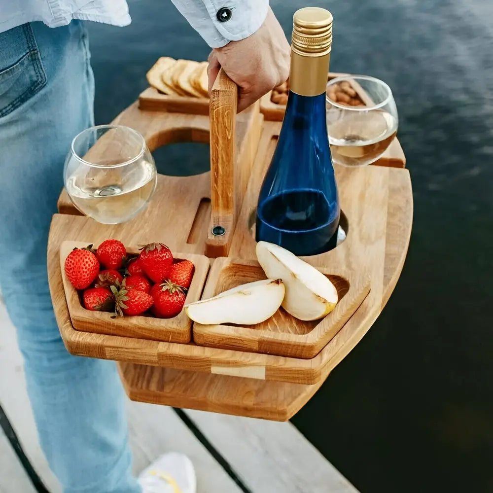 WineNest™ | Table de pique-nique à vin – pliable, portable et parfaitement organisée