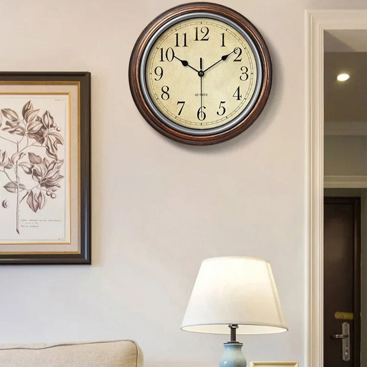 Horloge murale en bois classique – mécanisme silencieux et décoration murale intemporelle