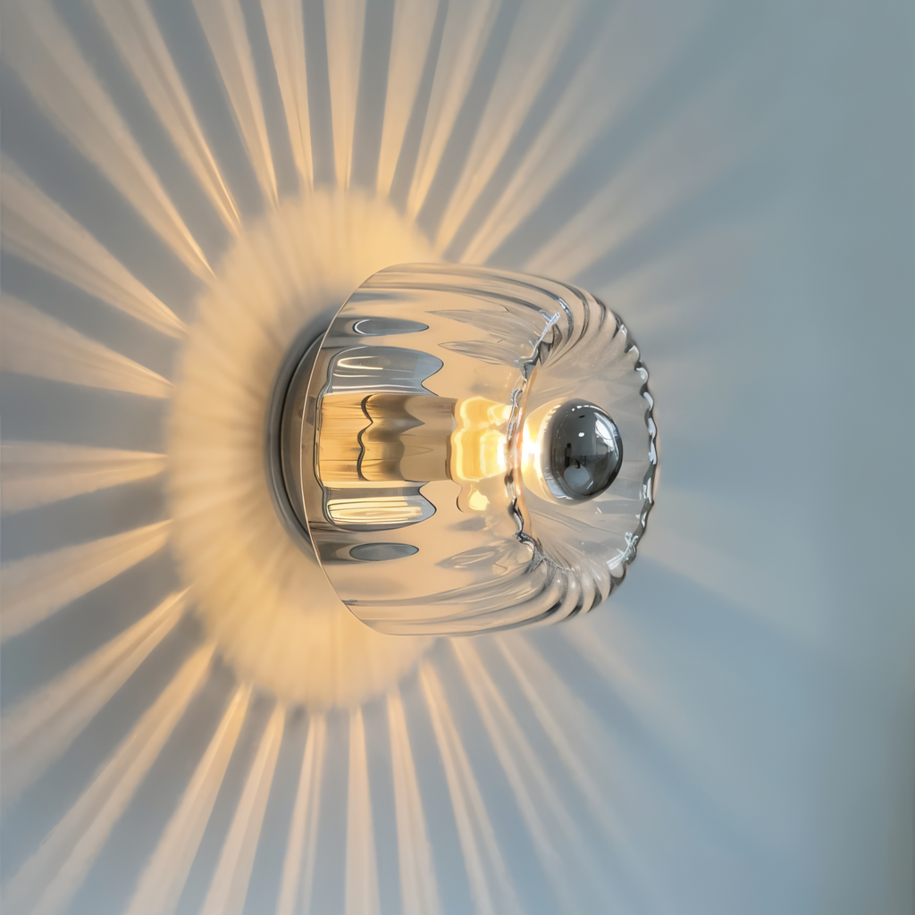 Applique murale en verre strié – Design Bauhaus avec lumière élégante