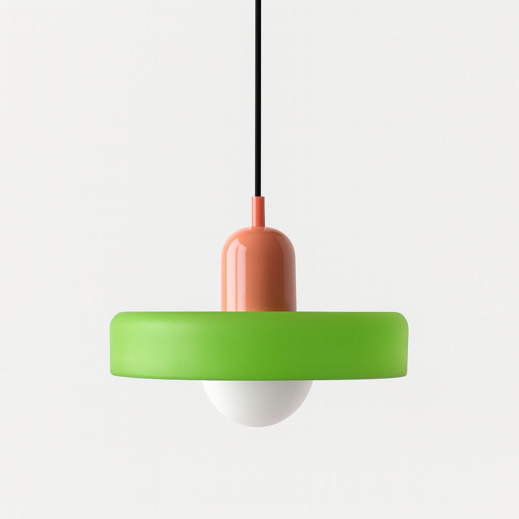 Lampe Suspendue Colorée Bauhaus avec Câble Réglable – Lampe pour Salon et au Dessus de la Table, Design Moderne, Verre et Métal