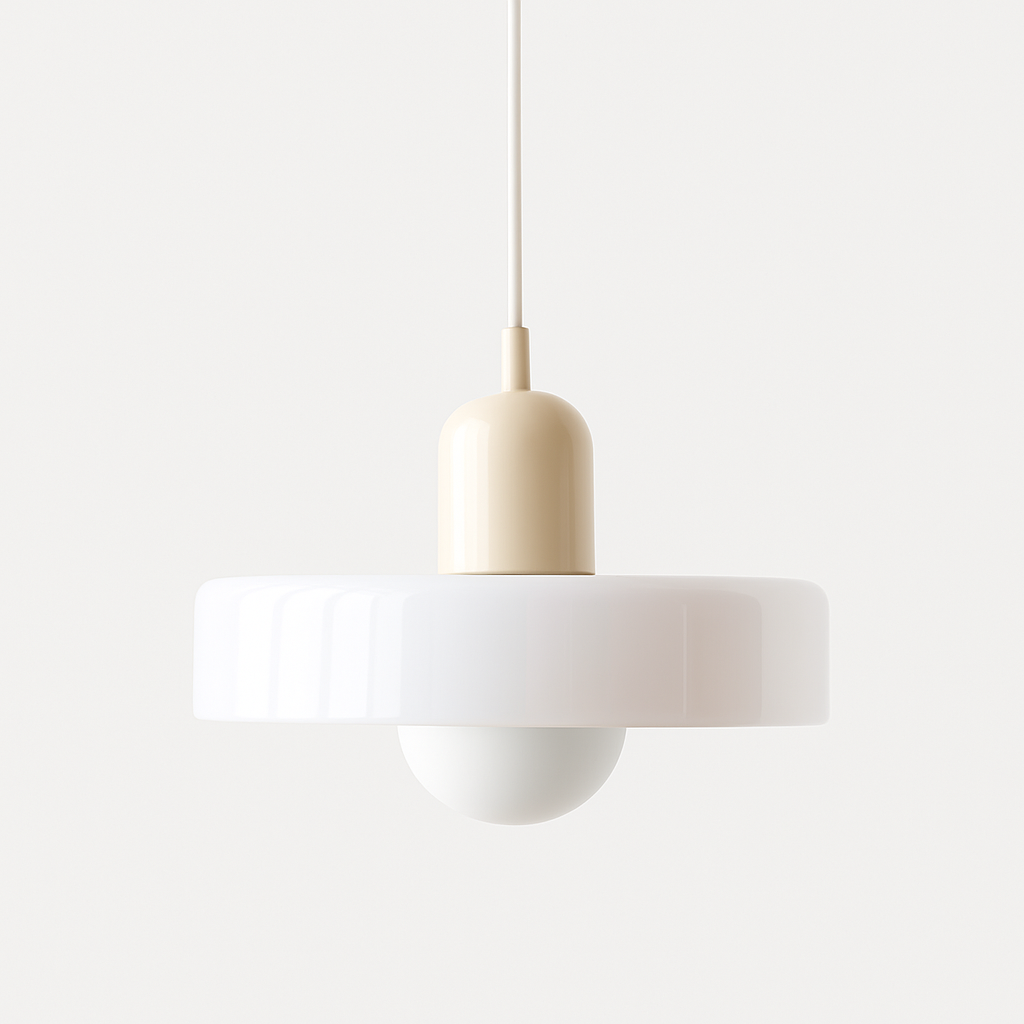 Lampe Suspendue Colorée Bauhaus avec Câble Réglable – Lampe pour Salon et au Dessus de la Table, Design Moderne, Verre et Métal