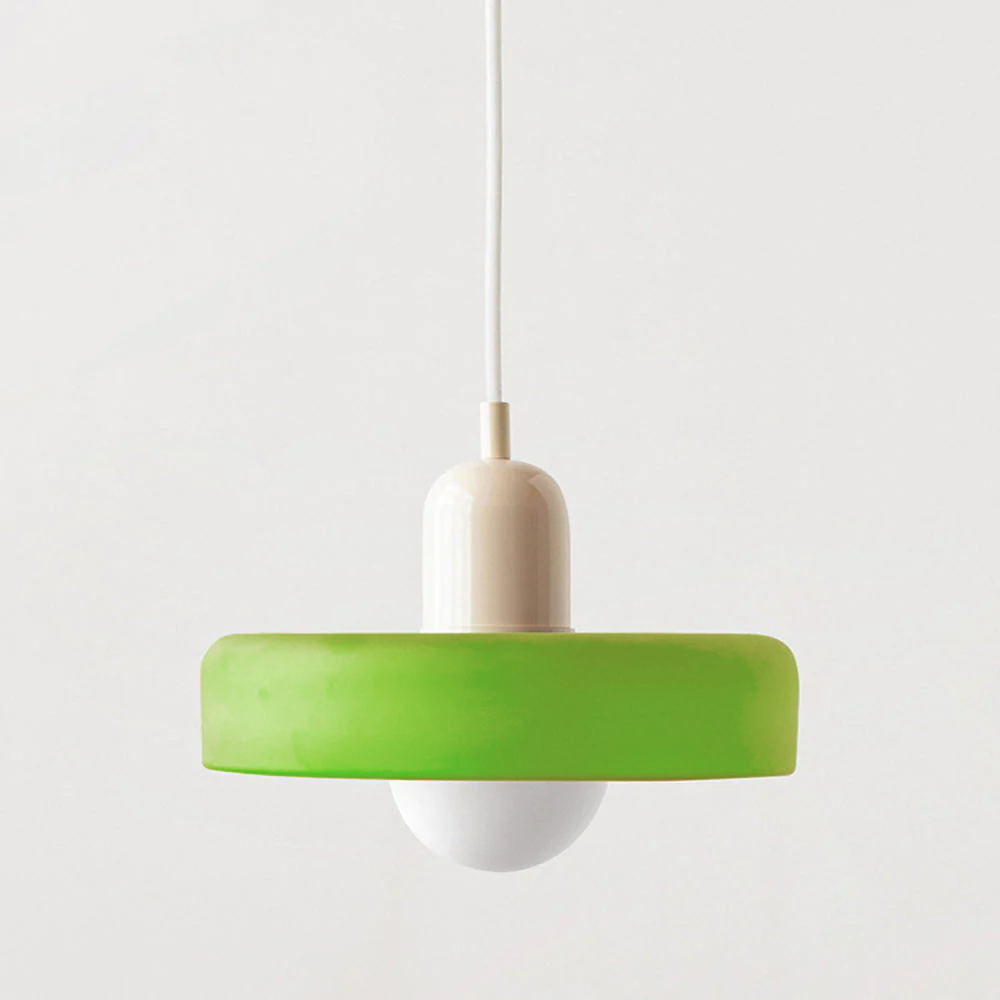 Lampe Suspendue Colorée Bauhaus avec Câble Réglable – Lampe pour Salon et au Dessus de la Table, Design Moderne, Verre et Métal