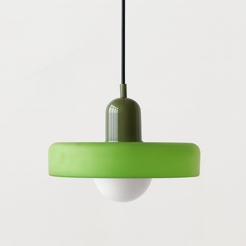 Lampe Suspendue Colorée Bauhaus avec Câble Réglable – Lampe pour Salon et au Dessus de la Table, Design Moderne, Verre et Métal