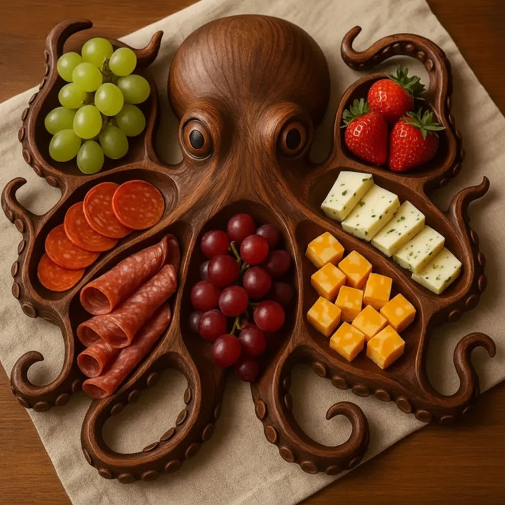 WAVECRAFT - Planche à Charcuterie en Bois Fait Main pour Recevoir des Invités