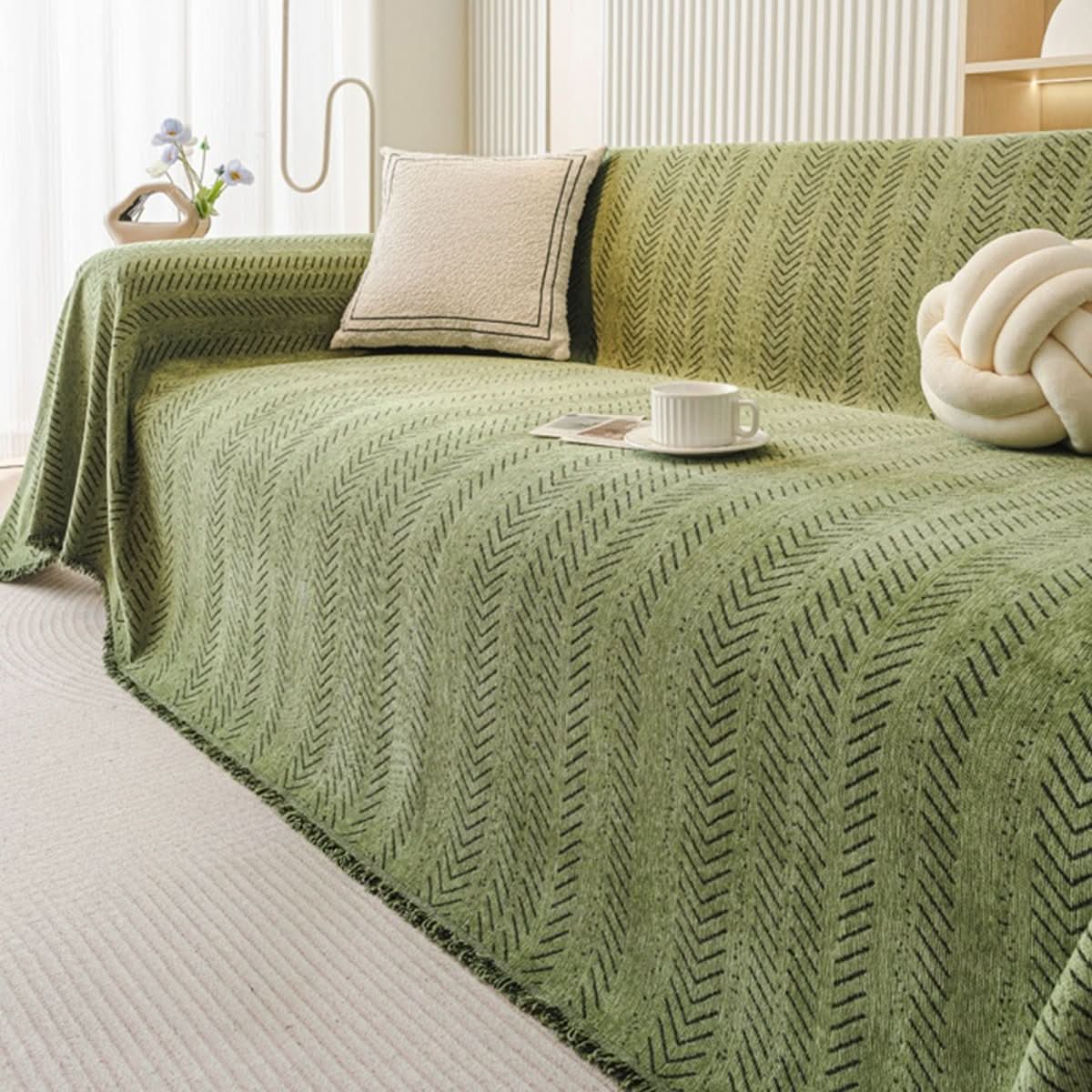 SNUGGLETEXTILE – Housse de canapé en chenille résistante aux rayures et lavable