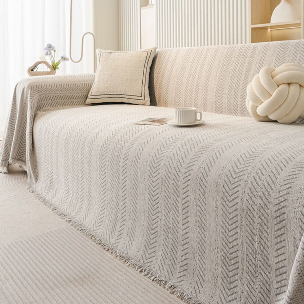 SNUGGLETEXTILE – Housse de canapé en chenille résistante aux rayures et lavable