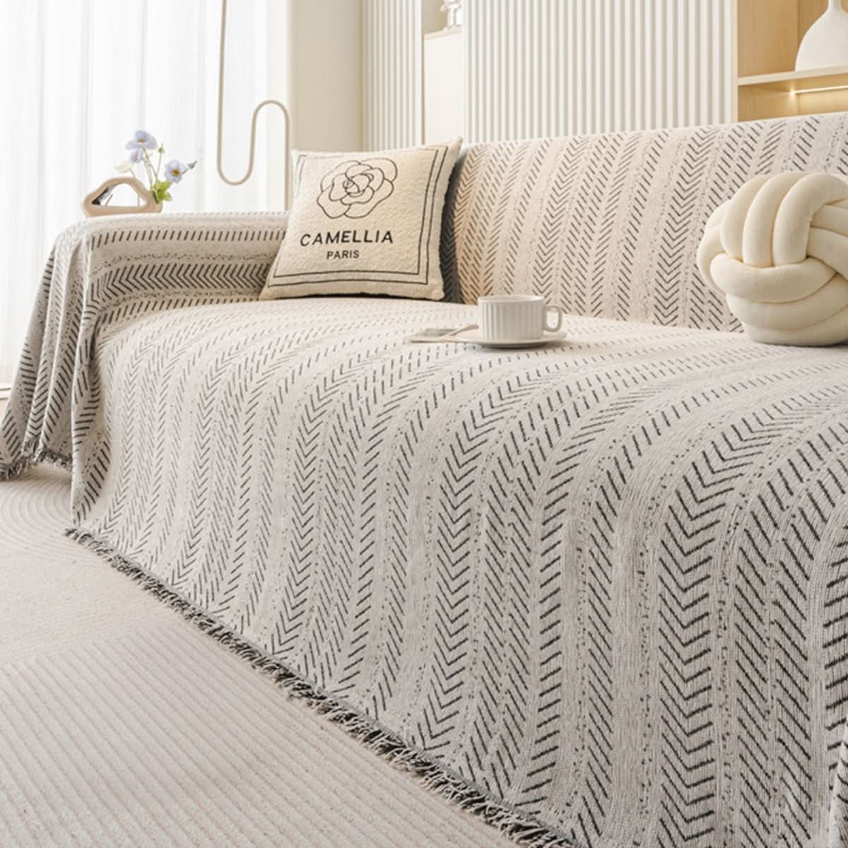 SNUGGLETEXTILE – Housse de canapé en chenille résistante aux rayures et lavable