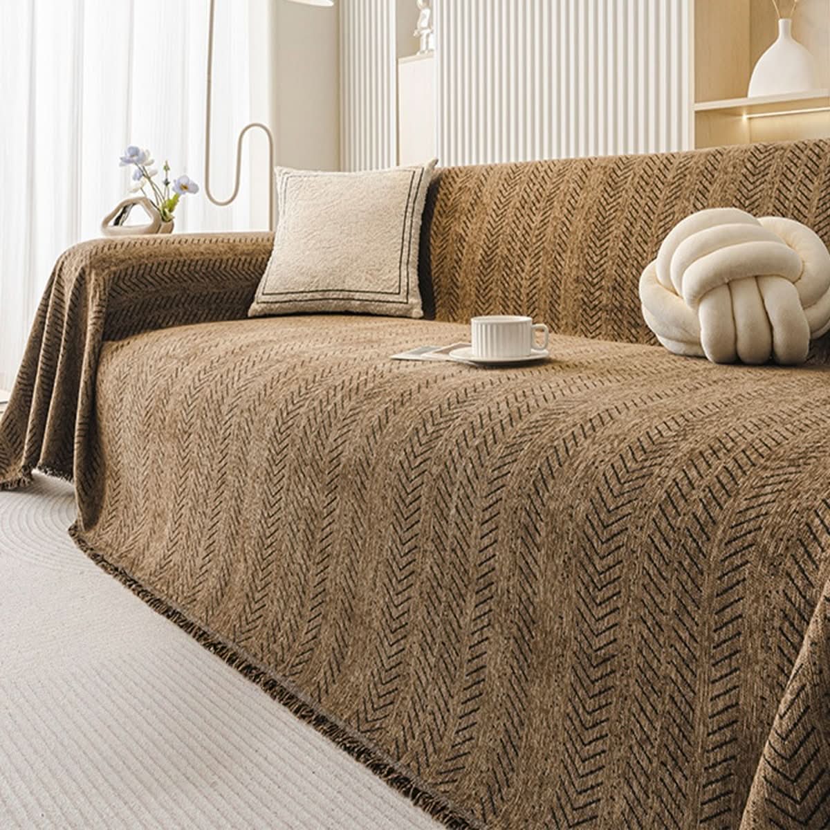 SNUGGLETEXTILE – Housse de canapé en chenille résistante aux rayures et lavable