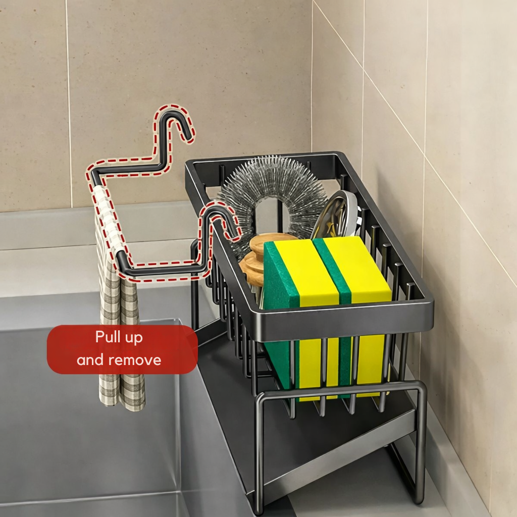 Étagère de lavabo de cuisine | Inox | Avec porte-serviettes | AquaRack