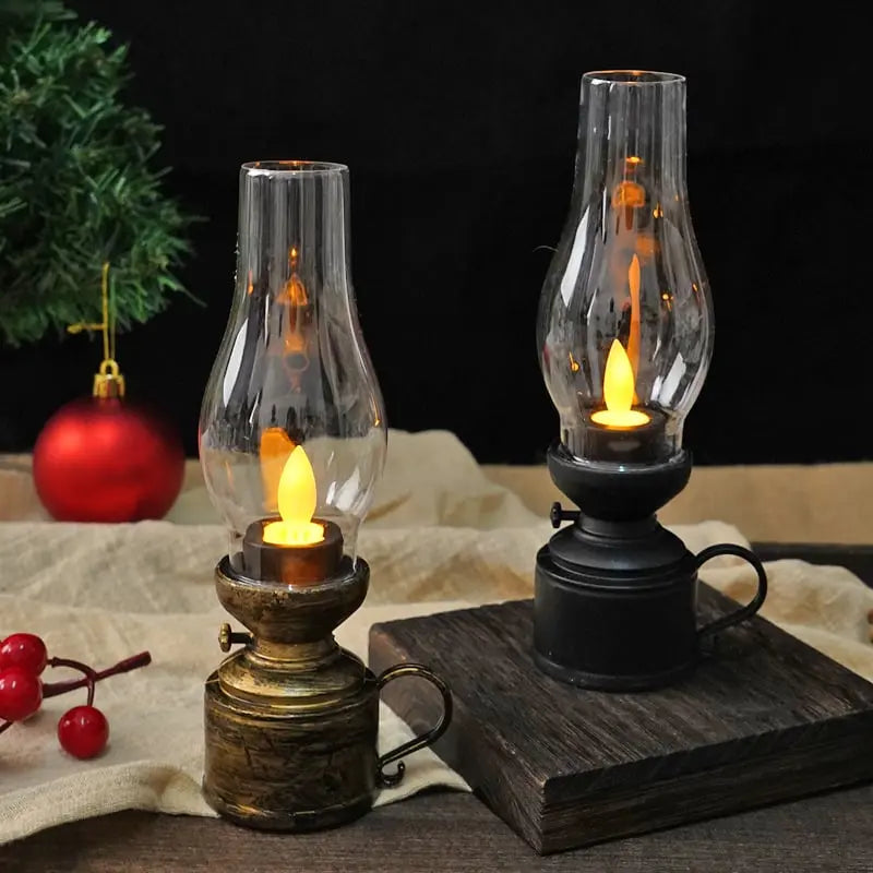 Lanternes LED avec flamme vacillante | sans fil, effet de lumière de bougie sécurisé (sans fumée/chaleur) | Inclus 3x piles LR44 | 18,3 cm | Noir/Blanc/Bronze