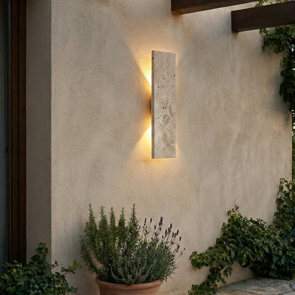Applique Murale Extérieure LED | Luminaire en Pierre Naturelle Étanche pour Murs Extérieurs