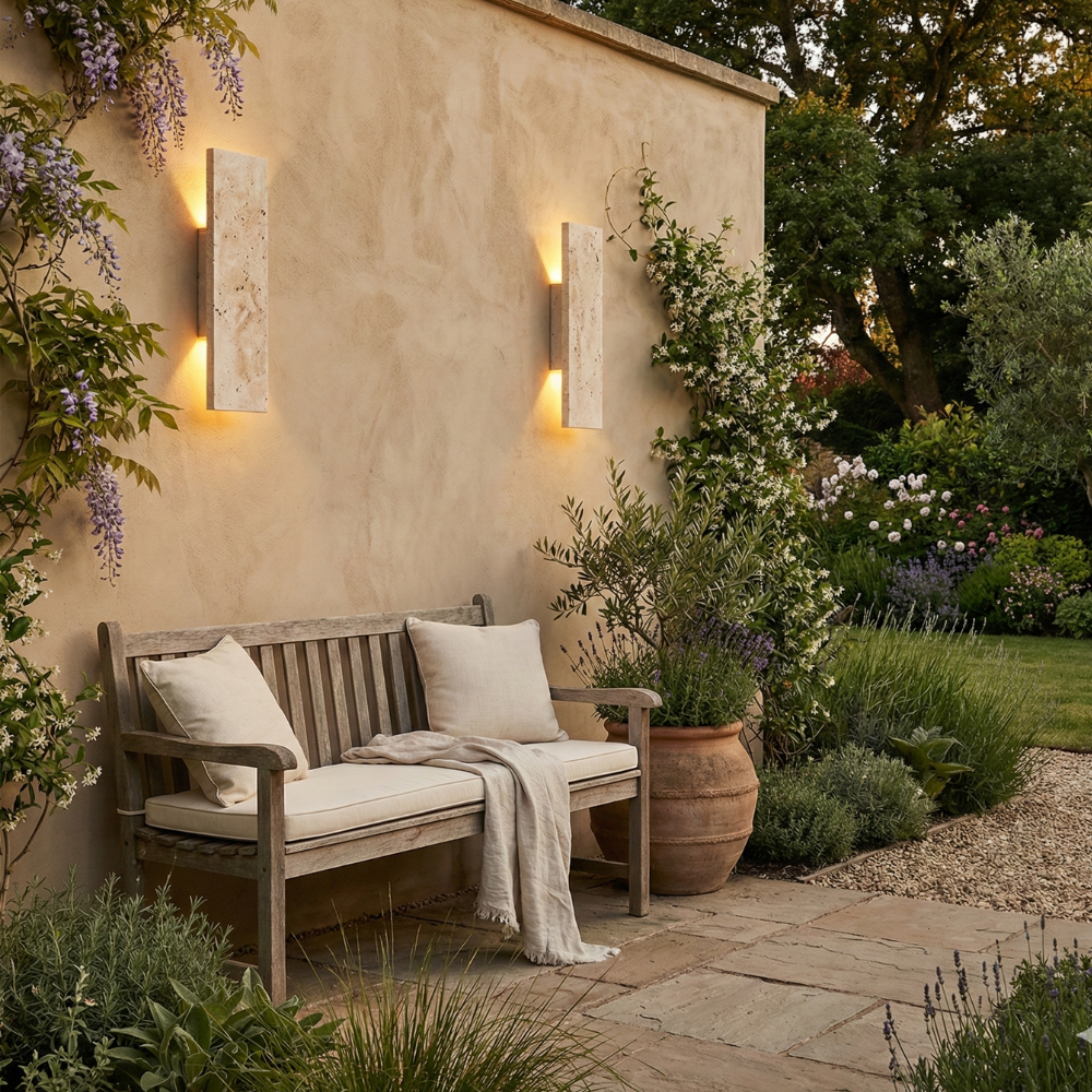 Applique Murale Extérieure LED | Luminaire en Pierre Naturelle Étanche pour Murs Extérieurs